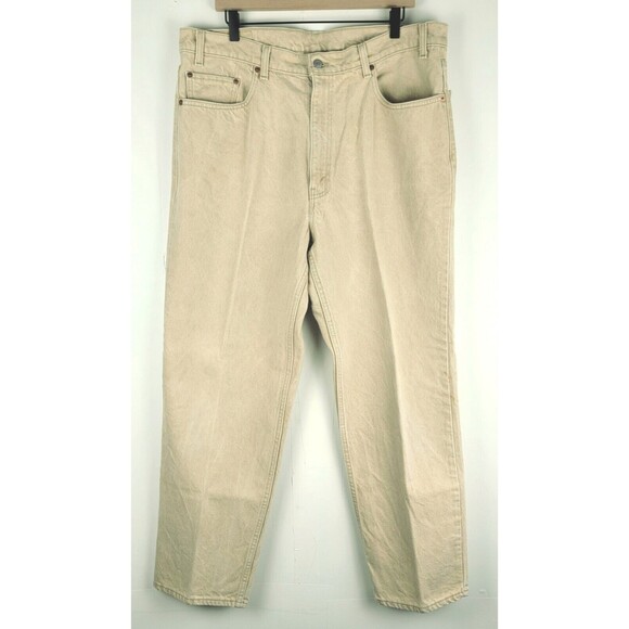 Levi's 550 Jeans Size 39x30 Tan Relaxed Fit Vintage Made in USA 100% Cotton - Picture 1 of 12